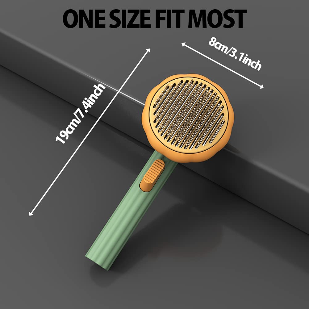 Pet Pumpkin Brush, Pet Grooming Self Cleaning Slicker Brush For Dogs Cats Puppy Rabbit, Cat Brush Grooming Gently Removes Loose Undercoat, Mats Tangled Hair Slicker Brush - 5 - CJ