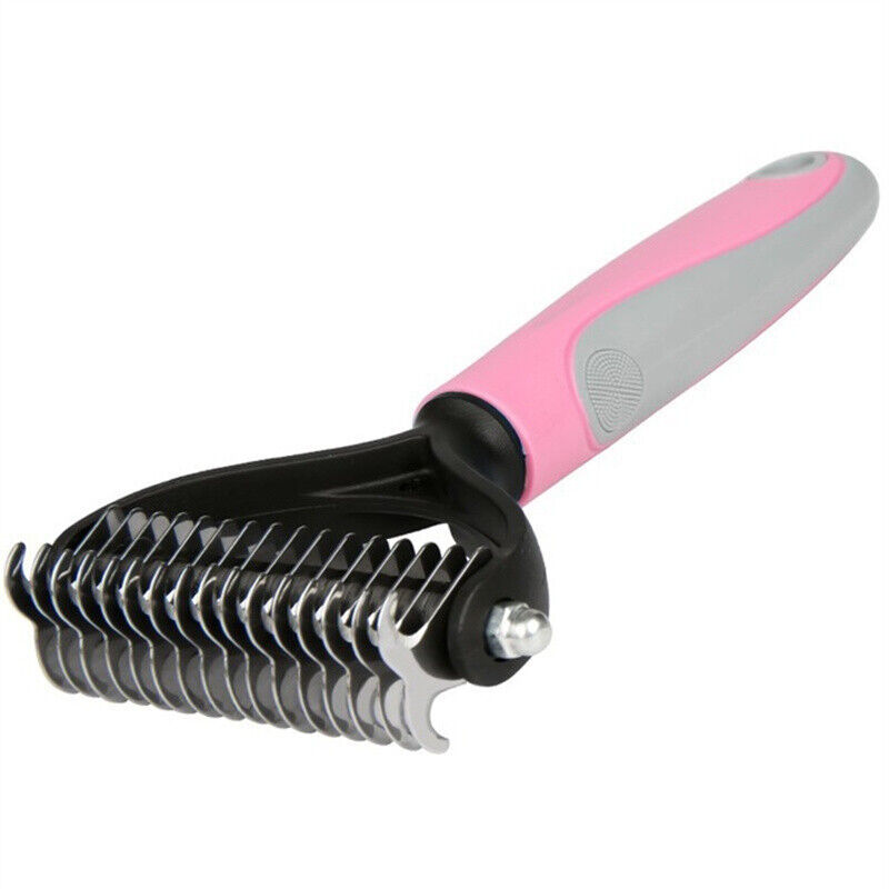 Grooming Brush For Pet Dog Cat Deshedding Tool Rake Comb Fur Remover Reduce 2 - Side Dematting Tool For Dogs Cats Pets Grooming Brush Double Sided Shedding And Dematting Undercoat Rake Hair Removal Comb - 5 - CJ