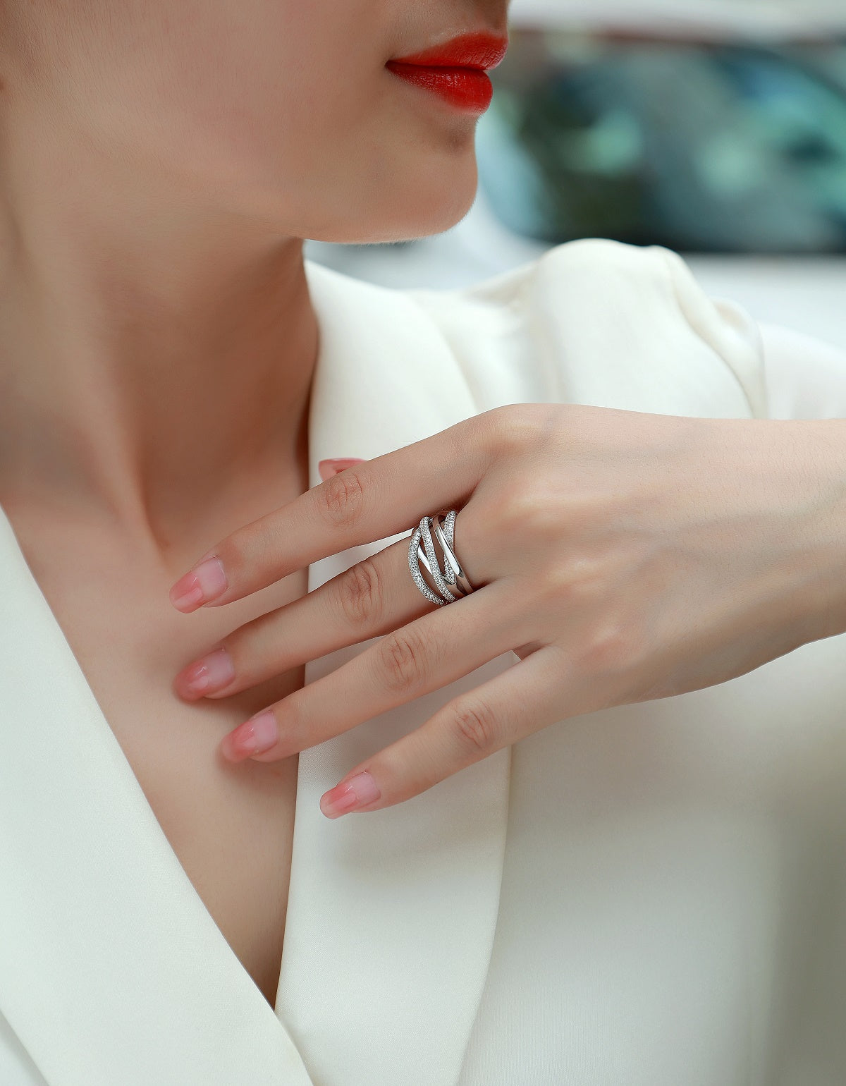 1Brilliant Interweaving - A Fashionable And Luxurious Jewelry Accessory Set With Moissanite S925 Sterling Silver And Platinum - plated Diamond Prohibit TikTok sales - 5 - CJ