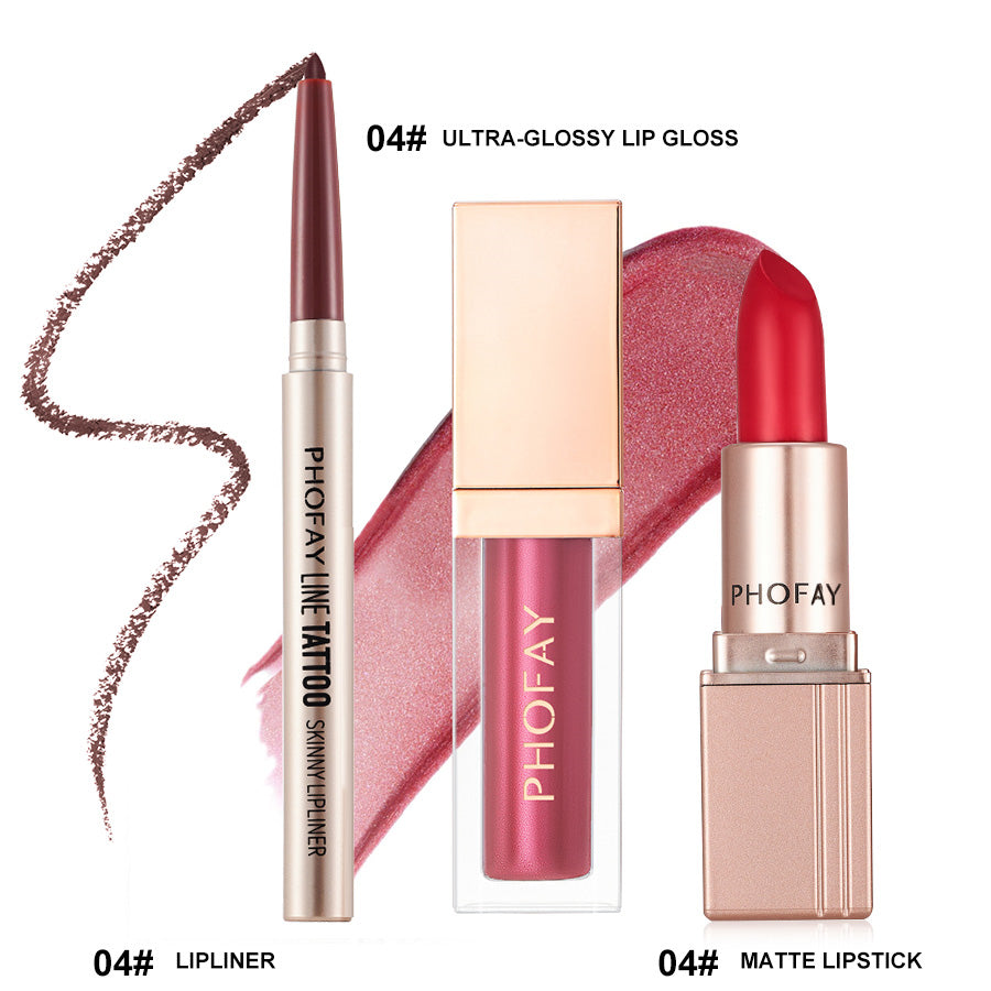 PHOFAY Ultra - Glossy Lip Gloss Matte Lipstick Lipliner - 4 - CJ