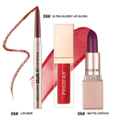 PHOFAY Ultra - Glossy Lip Gloss Matte Lipstick Lipliner - 4 - CJ