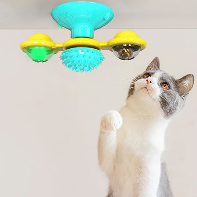 Cat Rotating Windmill Multi - Function Toys Itch Scratching Device Teeth Shining Toy - 0 - CJ