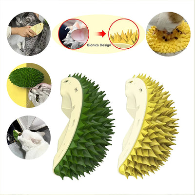 Durian Cat Brush, Dog Cat Self Groomer, Wall Corner Scratcher Massage Combs Durian Shape Molars Eat Slowly Toys Multifunctional Scratch Massager Tool Pets Clean Teeth Healthy Toys - 5 - CJ