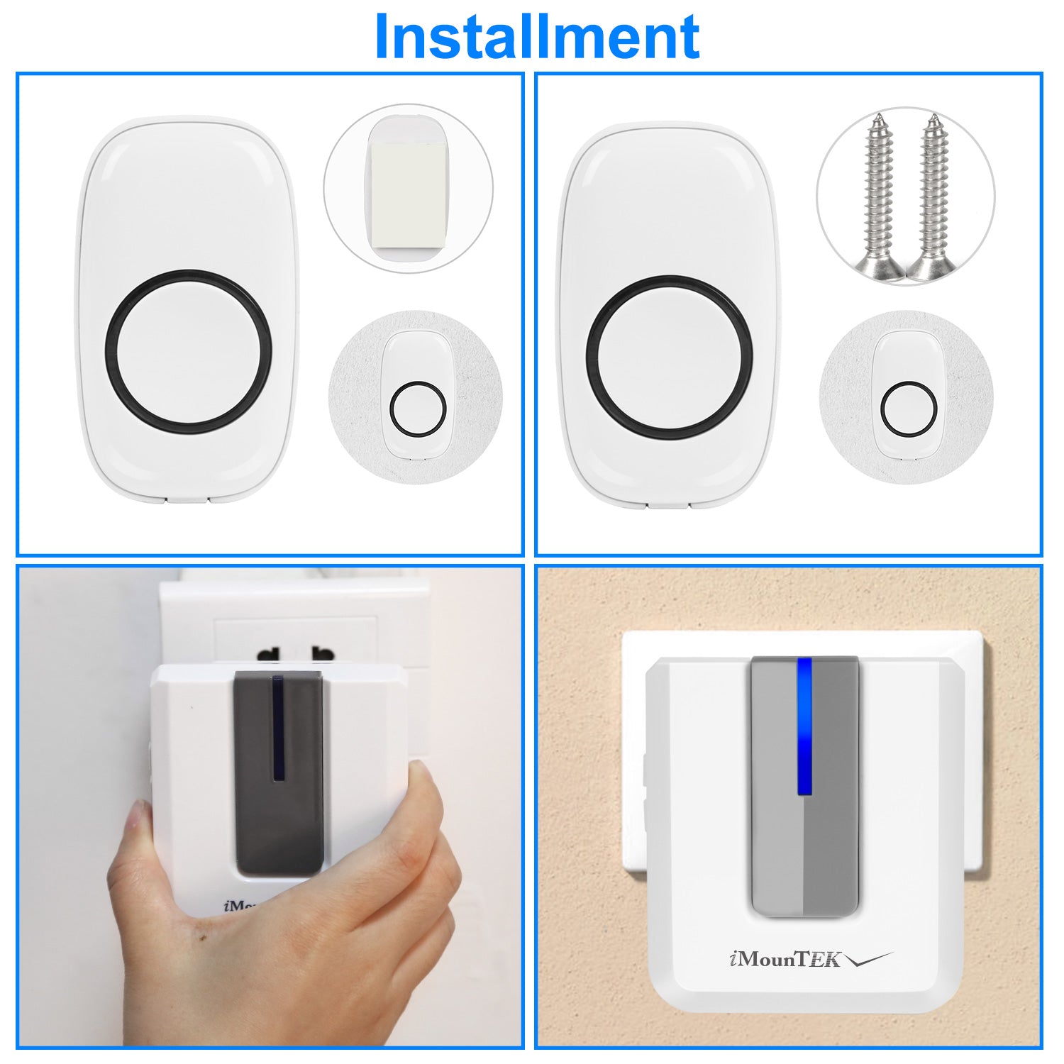 Wireless Doorbells Rings 1 Thousand FT Operating Range IP44 Waterproof Door Chime With 1 Plug Receiver Chimes 52 Melodies LED Indicator Bells For Office Apartment House - 5.0 - CJ