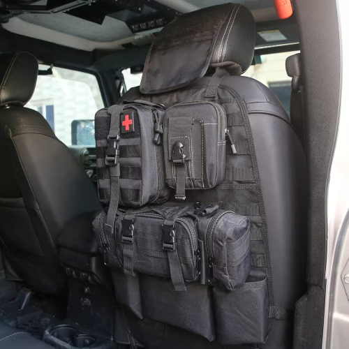 Universal Tactical Vehicle Back Seat Organizer With 3 Detachable Pouches - 5 - CJ