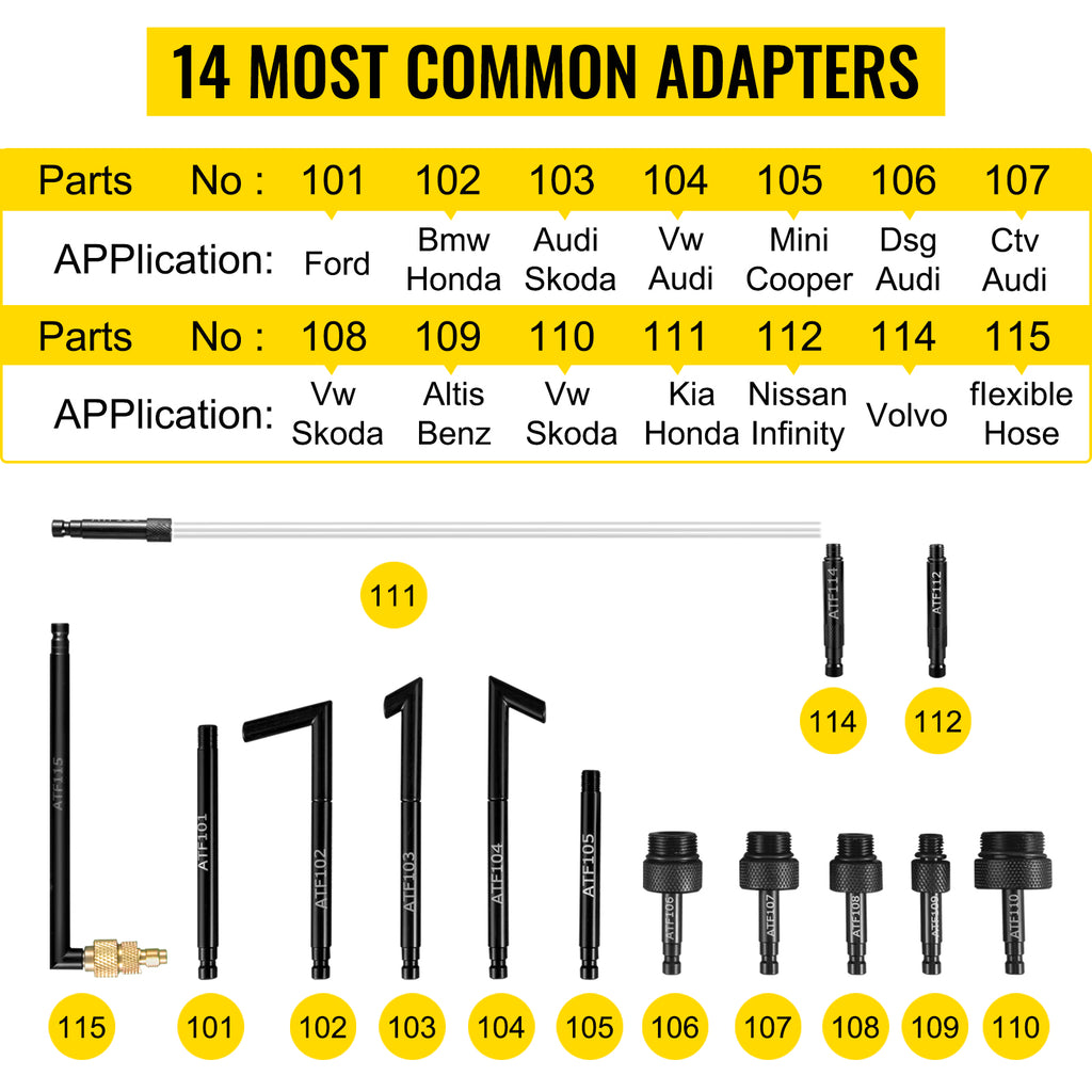 VEVOR Transmission Fluid Pump 2 Way Manual ATF Refill System Dispenser, Oil And Liquid Extractor 10 Liter Large Capacity, Automatic Transmission Fluid Pump Tool Set With 14 Pieces ATF Filler Adapters