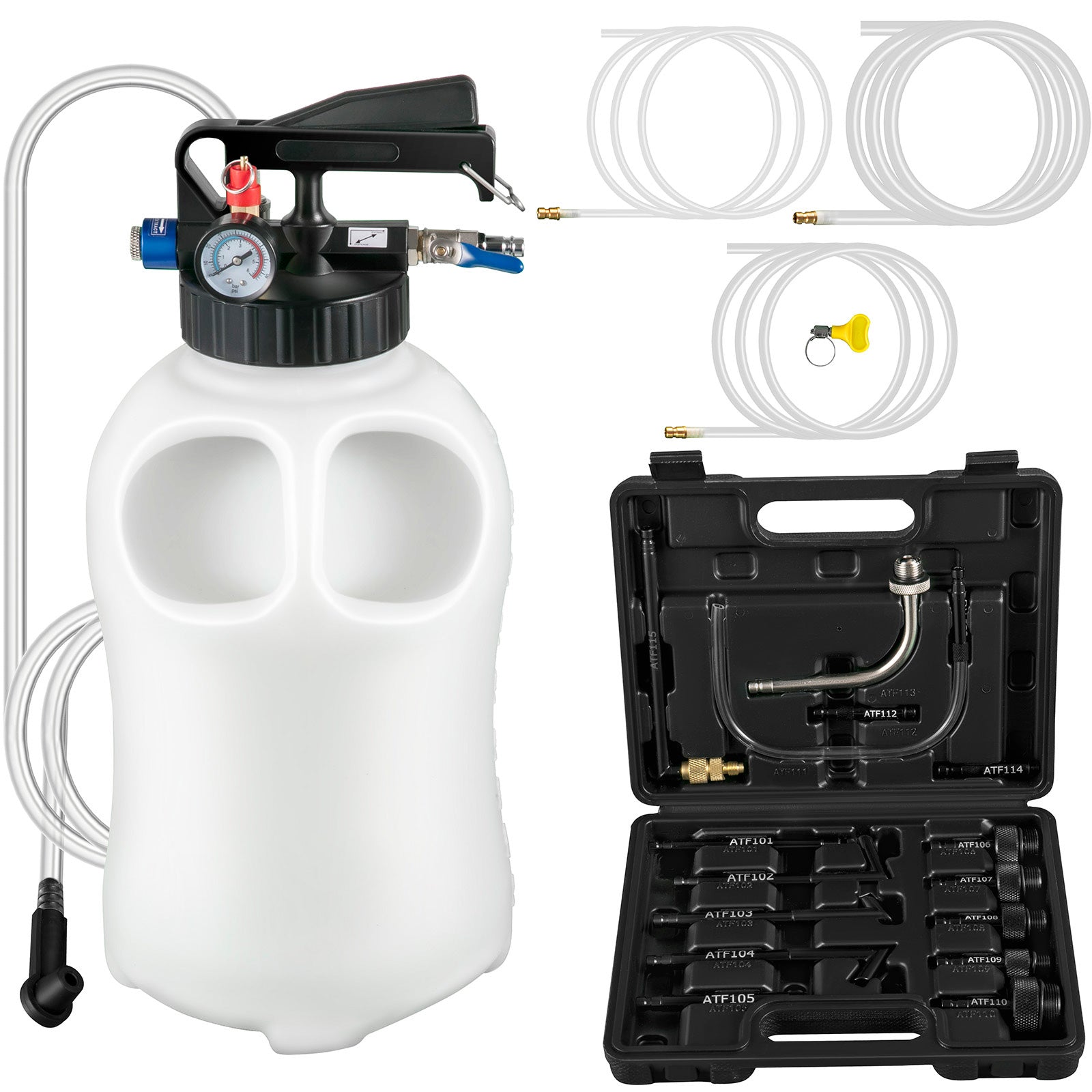 VEVOR Transmission Fluid Pump 2 Way Manual ATF Refill System Dispenser, Oil And Liquid Extractor 10 Liter Large Capacity, Automatic Transmission Fluid Pump Tool Set With 14 Pieces ATF Filler Adapters - 5 - cjdropshipping