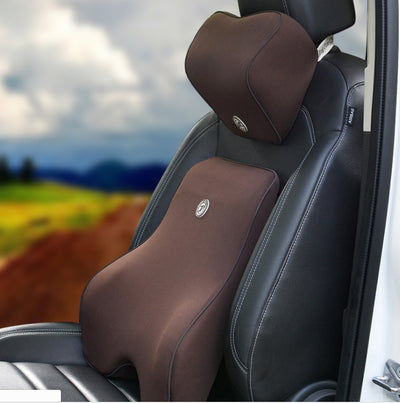 Car Memory Cotton Lumbar Suit Pillow Back Pad Waist Car Interior Seat Four Seasons Universal New Slow Rebound - 0 - CJ - Twopiece - Coffee - CJQCNBQC00051 - Twopiece - Coffee