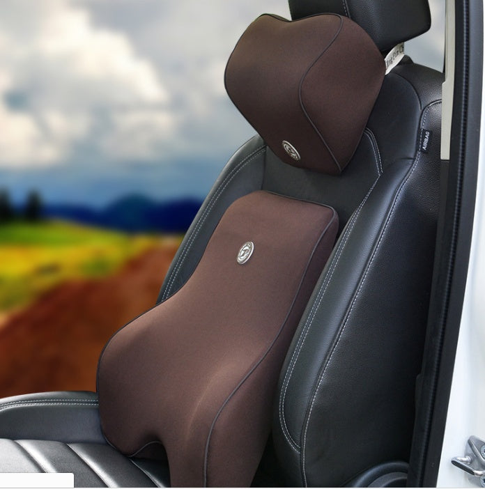 Car Memory Cotton Lumbar Suit Pillow Back Pad Waist Car Interior Seat Four Seasons Universal New Slow Rebound - 0 - CJ - Twopiece - Coffee - CJQCNBQC00051 - Twopiece - Coffee