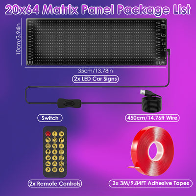 2Pack 16x96 Matrix Devil Eyes Lights For Car Ultra - thin Programmable LED Car Signs With APP Remote Control DIY Design Text Patterns Animations - 5 - CJ