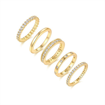 1Golden Stars - Fashionable Men’s And Women’s Ring And Ring Jewelry Set With Moissanite S925 Sterling Silver And Gold - plated Diamond Prohibit TikTok sales - 5 - CJ