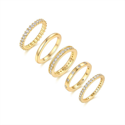 1Golden Stars - Fashionable Men’s And Women’s Ring And Ring Jewelry Set With Moissanite S925 Sterling Silver And Gold - plated Diamond Prohibit TikTok sales - 5 - CJ