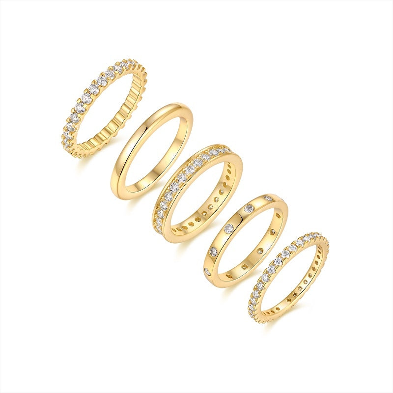 1Golden Stars - Fashionable Men’s And Women’s Ring And Ring Jewelry Set With Moissanite S925 Sterling Silver And Gold - plated Diamond Prohibit TikTok sales - 5 - CJ