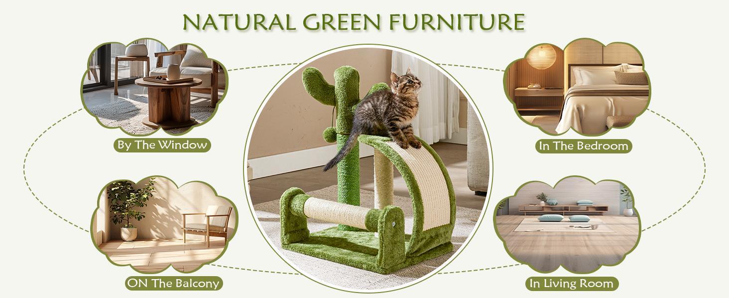 Cactus Shape Natural Sisal Rope Easy To Assemble Green Cat Scratching Post - 5 - cjdroshippping
