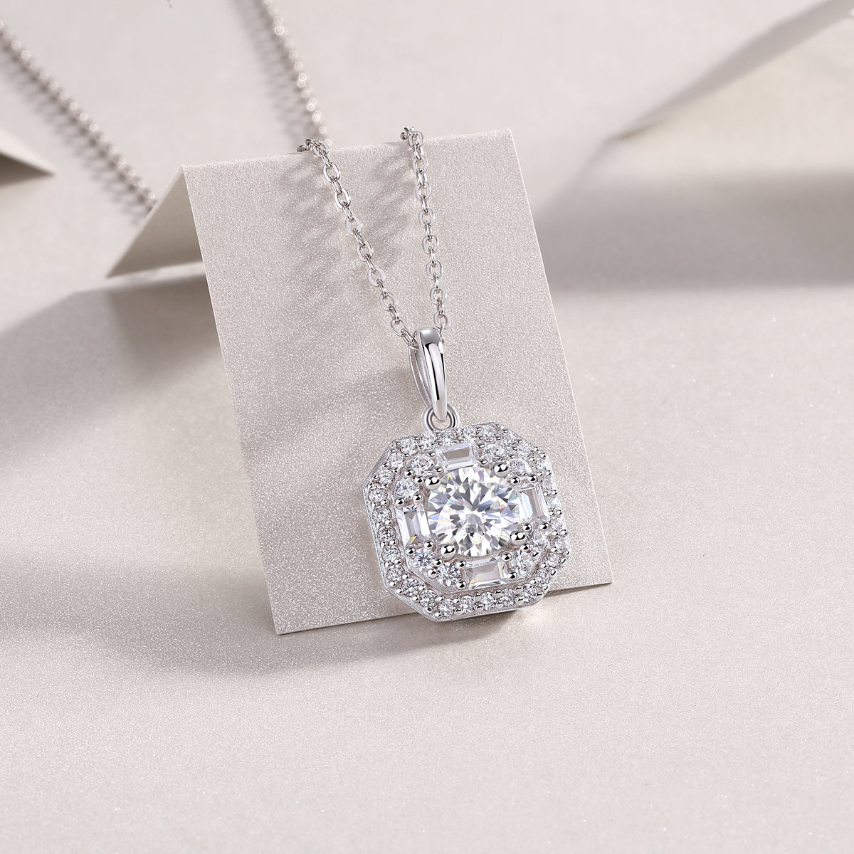 1Small Square Bag - A Fashionable And Luxurious Diamond Jewelry Piece Set With 1 - carat Moissan Diamond S925 Sterling Silver And Platinum - plated Pendant Prohibit TikTok sales - 5 - CJ