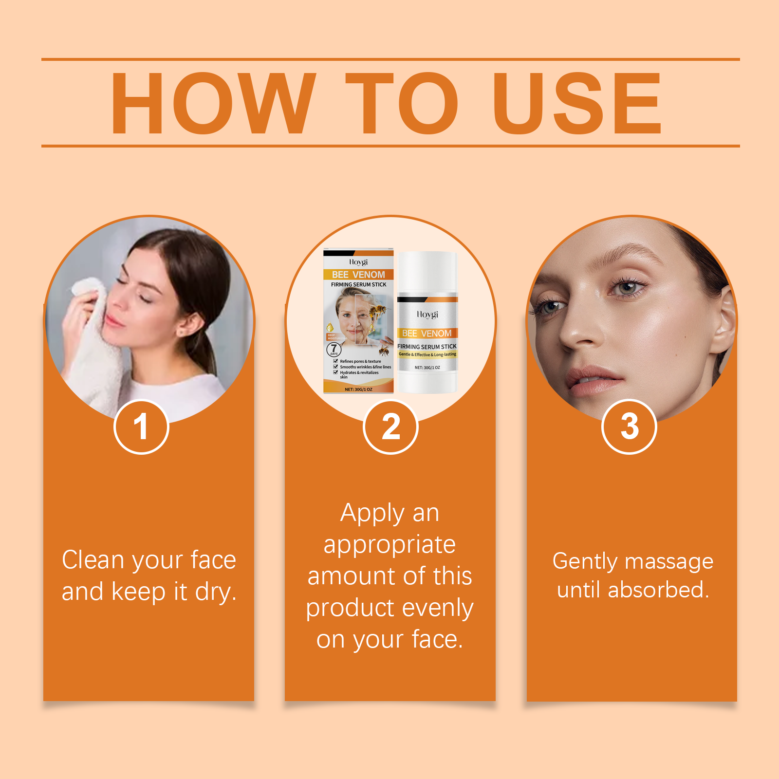 Hoygi Bee Venom Firming Essence Stick Nourishes, Improves Skin Elasticity, Moisturizes And Moisturizes The Skin, And Firms The Facial Skin Care Serum - 5 - CJ