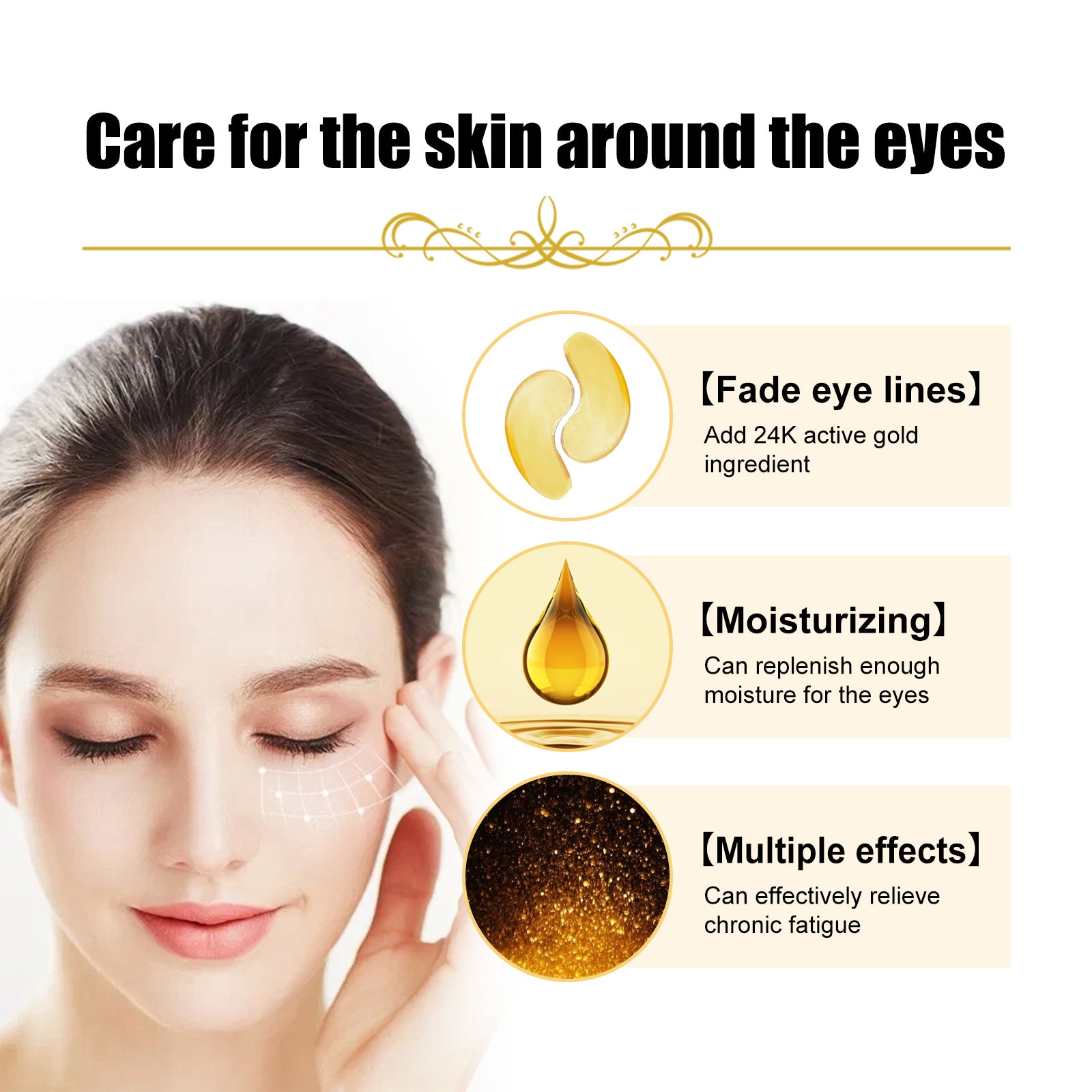 EELHOE Collagen Gold Eye Mask Moisturizing Care, Firming Eye Lines, Eye Patches, Staying Up Late, Dark Circles, Eye Bags - 5 - CJ