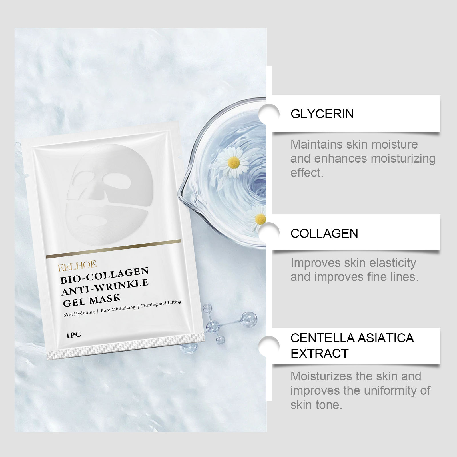 EELHOE Collagen Mask Pouch Collagen Essence Gently Nourishes And Softens The Facial Skin, Hydrating And Moisturizing - 5 - CJ