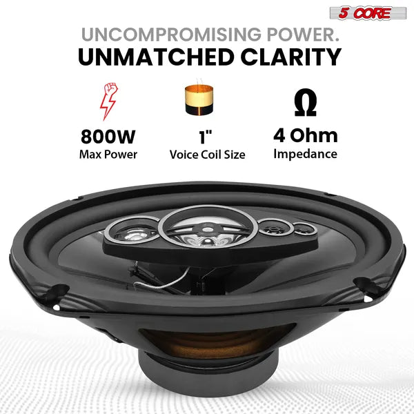5Core 6x9 Car Speaker 800W 4Ohm 2 Way Coaxial Speaker W Super Tweeter Universal Fit For Vehicle - 5 - cjdropshipping
