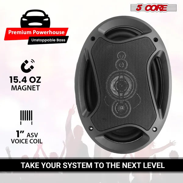 5Core 6x9 Car Speaker 800W 4Ohm 2 Way Coaxial Speaker W Super Tweeter Universal Fit For Vehicle