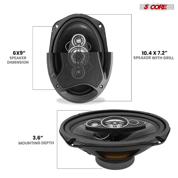 5Core 6x9 Car Speaker 800W 4Ohm 2 Way Coaxial Speaker W Super Tweeter Universal Fit For Vehicle - 5 - cjdropshipping