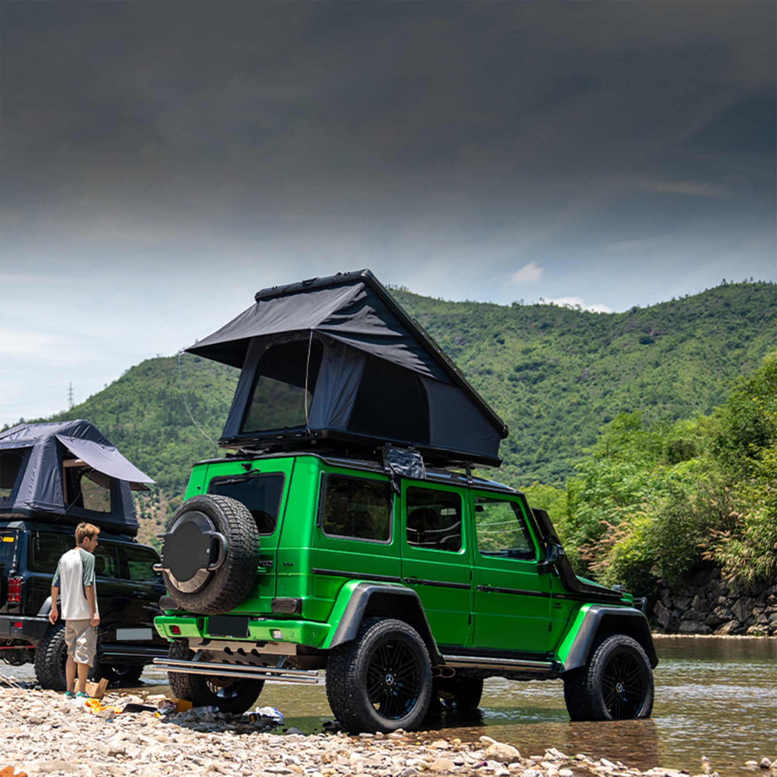 Roof Top Tent Hardshell Rooftop Tent For Van SUV Truck Car Overland Tent Camping For 2 - 3 Person With Ladder - 5 - cjdropshipping