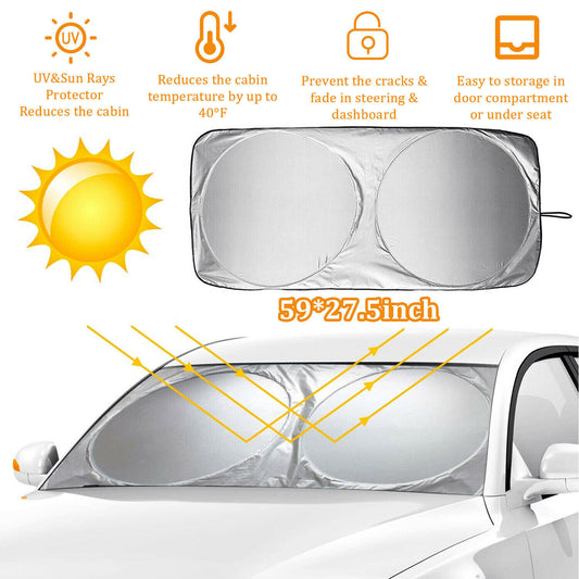 Foldable Car Front Rear Window Windshield Sun Shade Shield Cover Visor UV Block - 5 - CJ