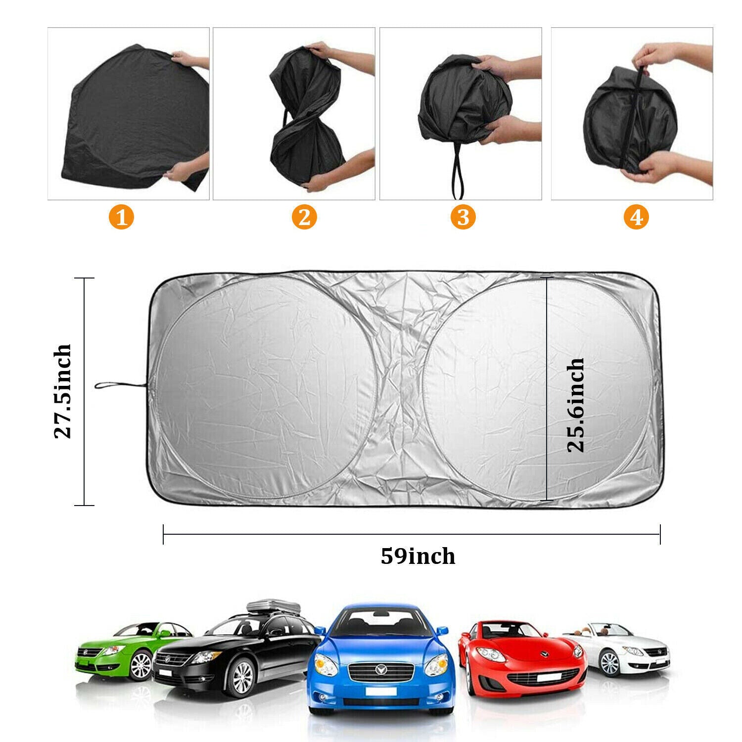 Foldable Car Front Rear Window Windshield Sun Shade Shield Cover Visor UV Block - 5 - CJ