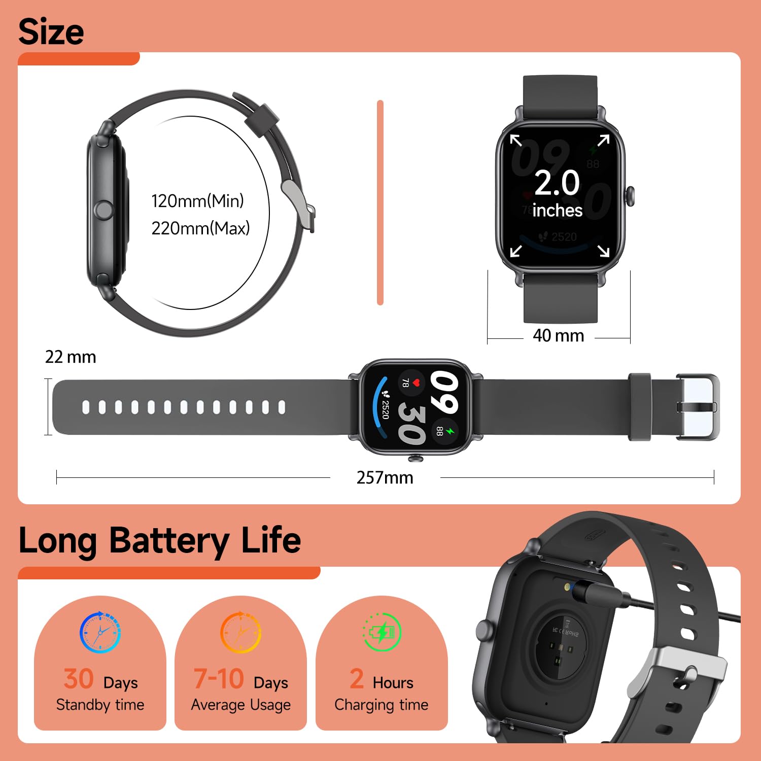 2.0 Inch HD - Fashion Smartwatch Bluetooth Talking, IP68 Showerproof Mental Health Tracker, Anxiety Relief Fitness Tracker - 5 - CJ