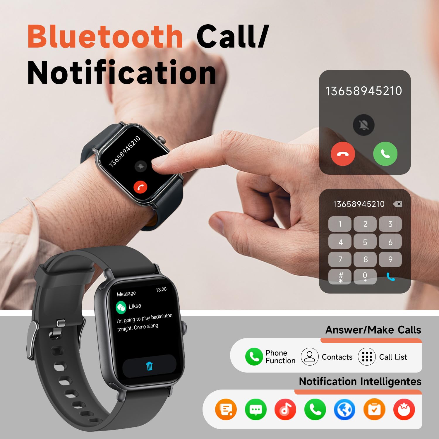 2.0 Inch HD - Fashion Smartwatch Bluetooth Talking, IP68 Showerproof Mental Health Tracker, Anxiety Relief Fitness Tracker - 5 - CJ