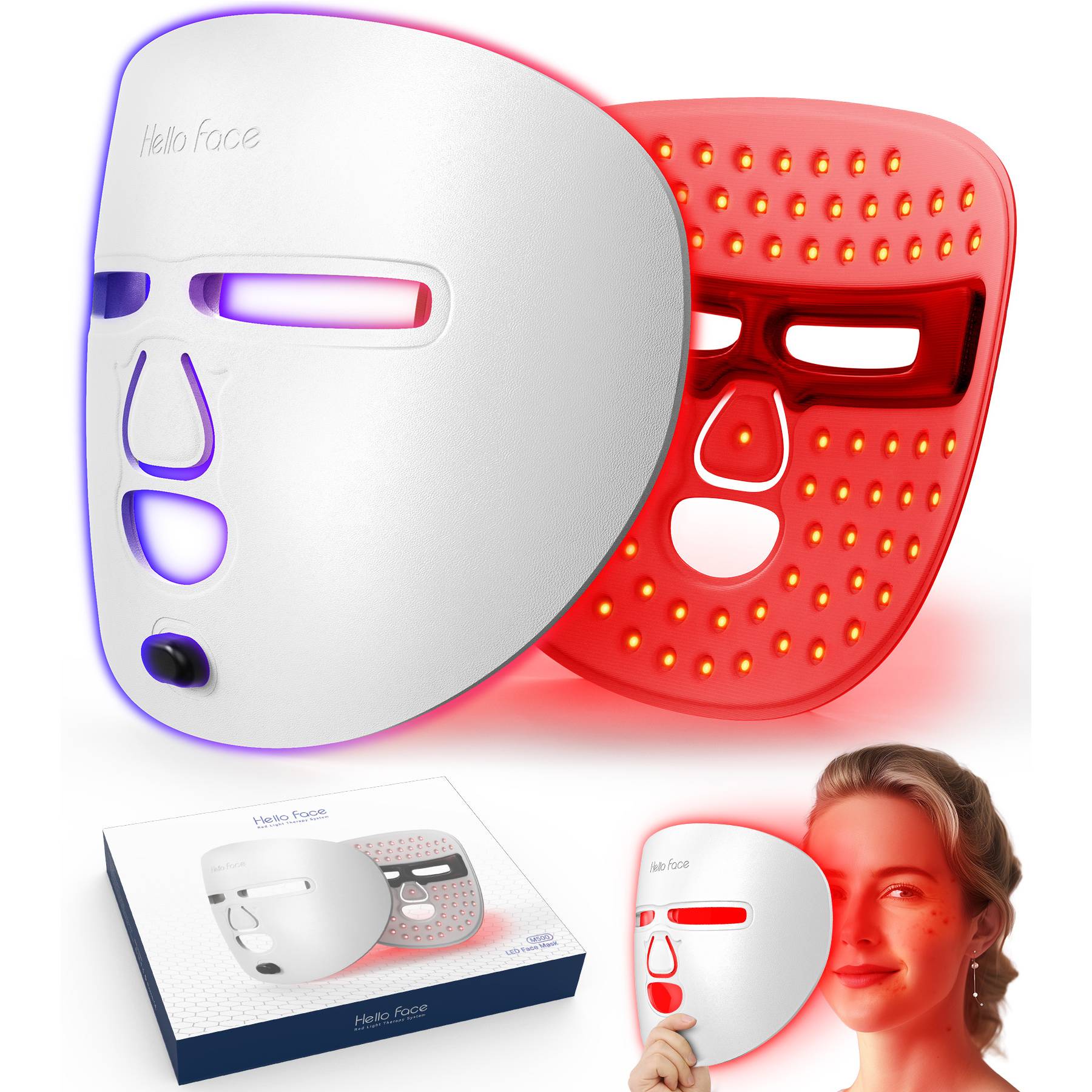 LED Face Mask Facial Care Tool, Red Light Therapy Mask For Face For Home Travel - 5 - CJ