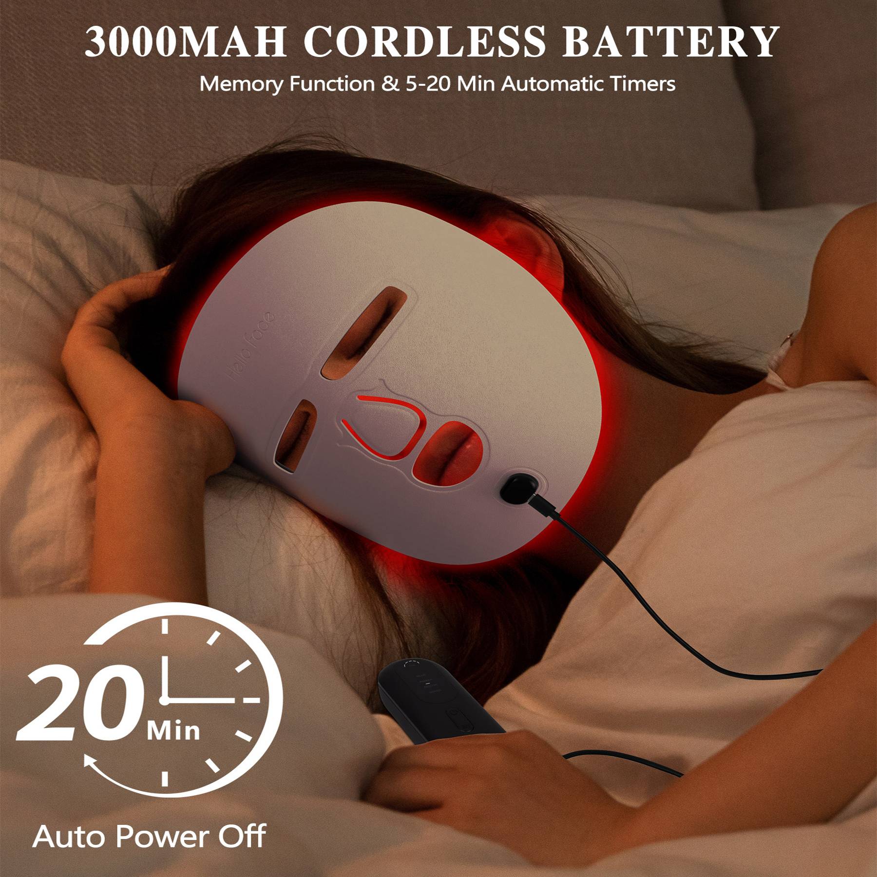 LED Face Mask Facial Care Tool, Red Light Therapy Mask For Face For Home Travel - 5 - CJ