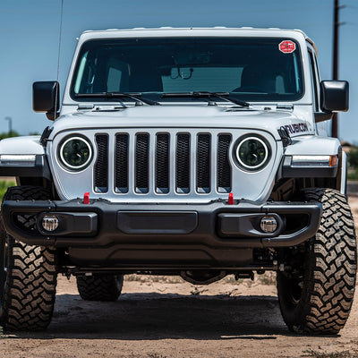 2Pc 7in 6000LM Round LED Headlight Halo Angel Eyes For Jeep Wrangler TJ JK CJ With H4 To H13 Adapter Plug And Play - 5 - cjdropshipping
