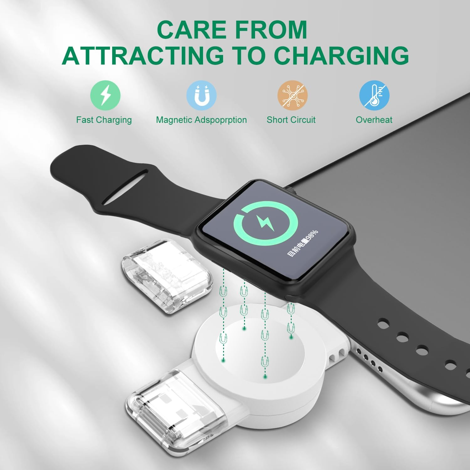 1 Pack Smart Watch Wireless Charger, Portable Magnetic Cordless Travel Charger Suitable For IWatch - 5 - CJ