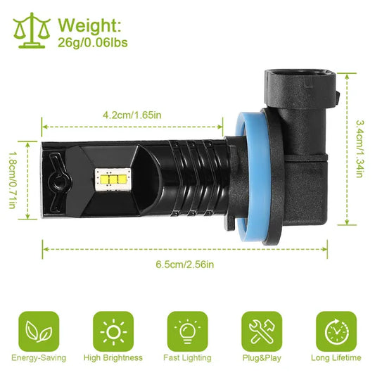 2PCS 600lm 80W H8/H9/H11 LED Fog DRL Light Bulb IP68 Waterproof 6000K White Fog Light - 5 - CJ