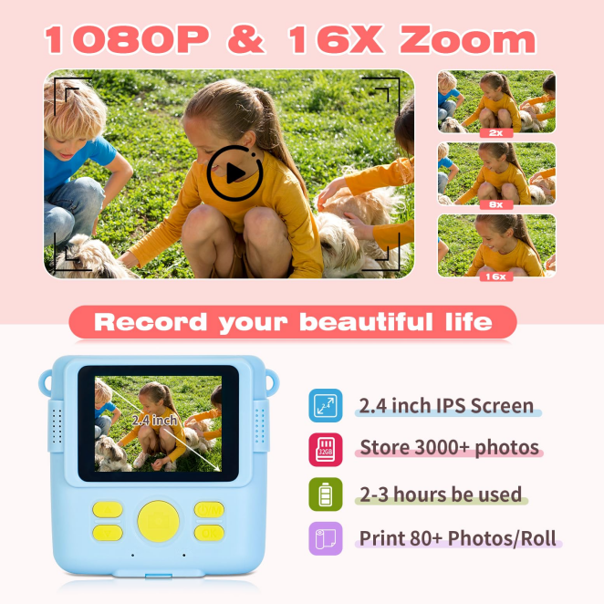Children's Polaroid Camera, Will Spit Photos Of Children's Camera, Parent - child Interaction Gods, Mini Portable, Birthday Holiday Gift First Choice - 5.0 - CJ