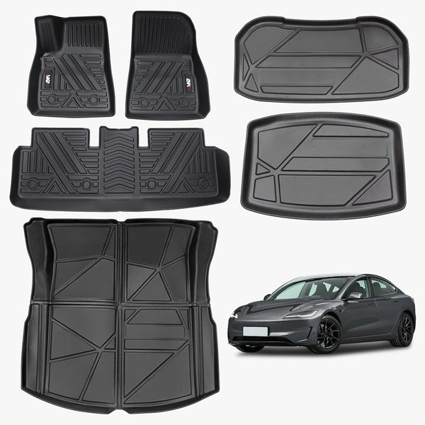 Odorless TPE Floor Mat For Tesla Model 3 2023 - 2025 6 PCS Waterproof Duty - Proof Fully Surrounded Floor Liner Protection Foot Pad - 5 - cjdropshipping