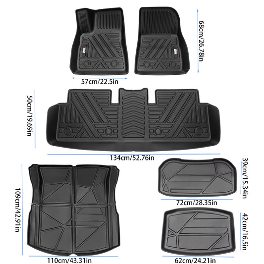 Odorless TPE Floor Mat For Tesla Model 3 2023 - 2025 6 PCS Waterproof Duty - Proof Fully Surrounded Floor Liner Protection Foot Pad - 5 - cjdropshipping