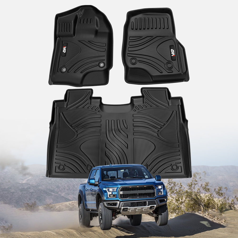 TPE All Weather Floor Mats Fit For Ford F150 2015 - 2025 Without Fold Flat Storage Waterproof Floor Liner For F150 Accessories 1st Floor Mats & 2 - in - 1 Rear Floor Mat - 3 PCS - 5 - CJ