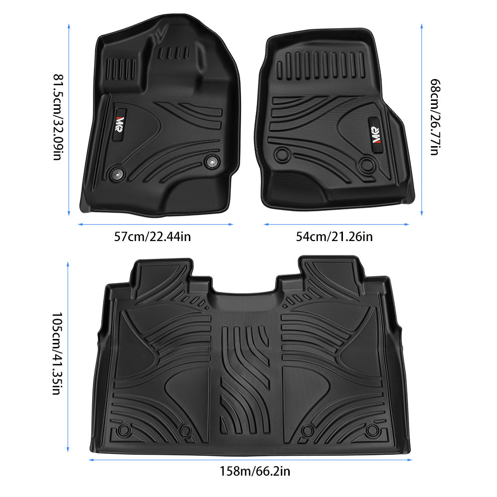 TPE All Weather Floor Mats Fit For Ford F150 2015 - 2025 Without Fold Flat Storage Waterproof Floor Liner For F150 Accessories 1st Floor Mats & 2 - in - 1 Rear Floor Mat - 3 PCS - 5 - CJ