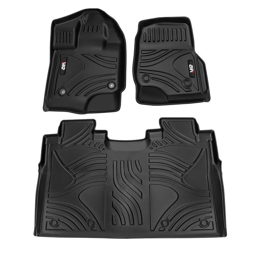 TPE All Weather Floor Mats Fit For Ford F150 2015-2025 Without Fold Flat Storage Waterproof Floor Liner For F150 Accessories 1st Floor Mats & 2-in-1 Rear Floor Mat - 3 PCS