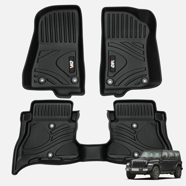 MKR Non - Slip Durable TPE ECO Car Floor Mat Compatible With Jeep Wrangler JL 4xe Not For 2 Door And JL Unlimited Models 2021 - 2024 3 PCS - 5 - CJ