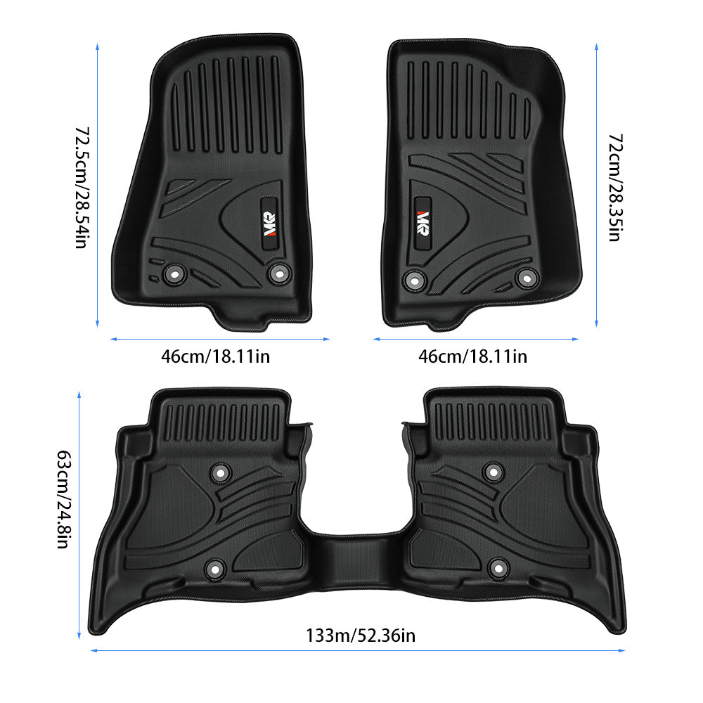 MKR Non-Slip Durable TPE ECO Car Floor Mat Compatible With Jeep Wrangler JL 4xe Not For 2 Door And JL Unlimited Models 2021-2024 3 PCS