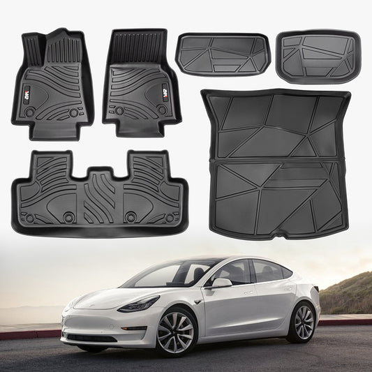 MKR All - Weather TPE Floor Mats For Tesla Model Y 2021 - 2022 - Waterproof, Anti - Slip, Full Coverage Car Floor Liners 6 PCS Set - 5 - CJ