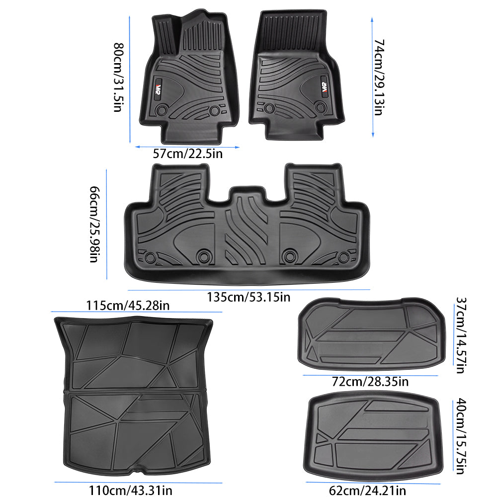 MKR All - Weather TPE Floor Mats For Tesla Model Y 2021 - 2022 - Waterproof, Anti - Slip, Full Coverage Car Floor Liners 6 PCS Set - 5 - CJ