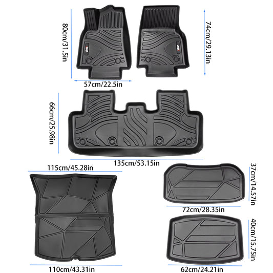 MKR All - Weather TPE Floor Mats For Tesla Model Y 2021 - 2022 - Waterproof, Anti - Slip, Full Coverage Car Floor Liners 6 PCS Set - 5 - CJ