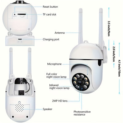 360  Wireless Camera Outdoor WiFi Night Vision Cam HD 1080P Home Security System - 5 - CJ