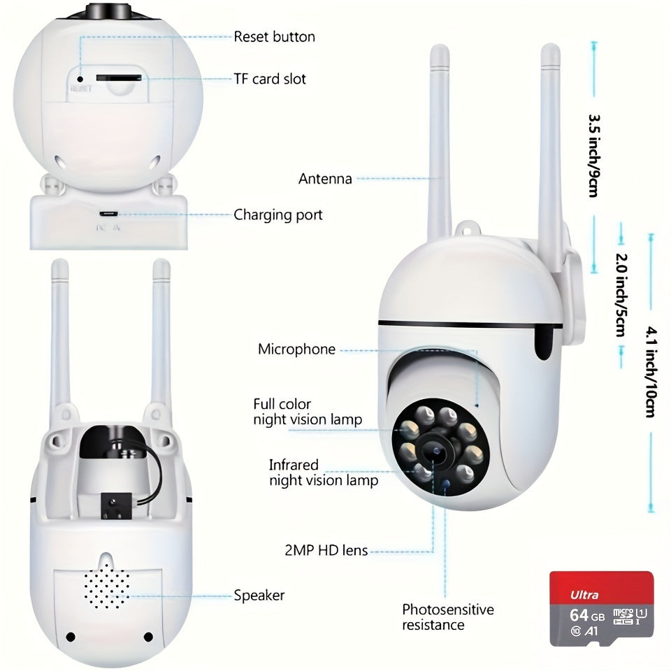 360  Wireless Camera Outdoor WiFi Night Vision Cam HD 1080P Home Security System - 5 - CJ