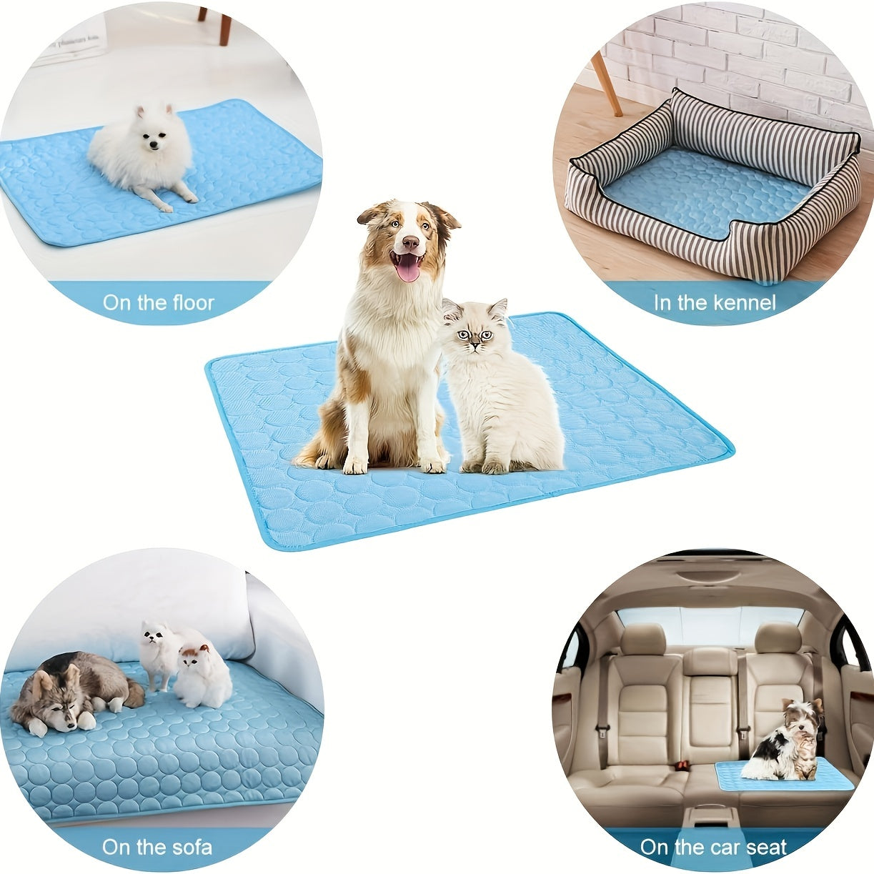 Dog Cooling Mat Cooling Pad For Pets Chilly Pad For Kennels, Crates, Cars, Indoor & Outdoor Ice Silk Mat Cooling Blanket Cushion Non - Toxic Breathable Sleep Bed Beach - 5 - CJ