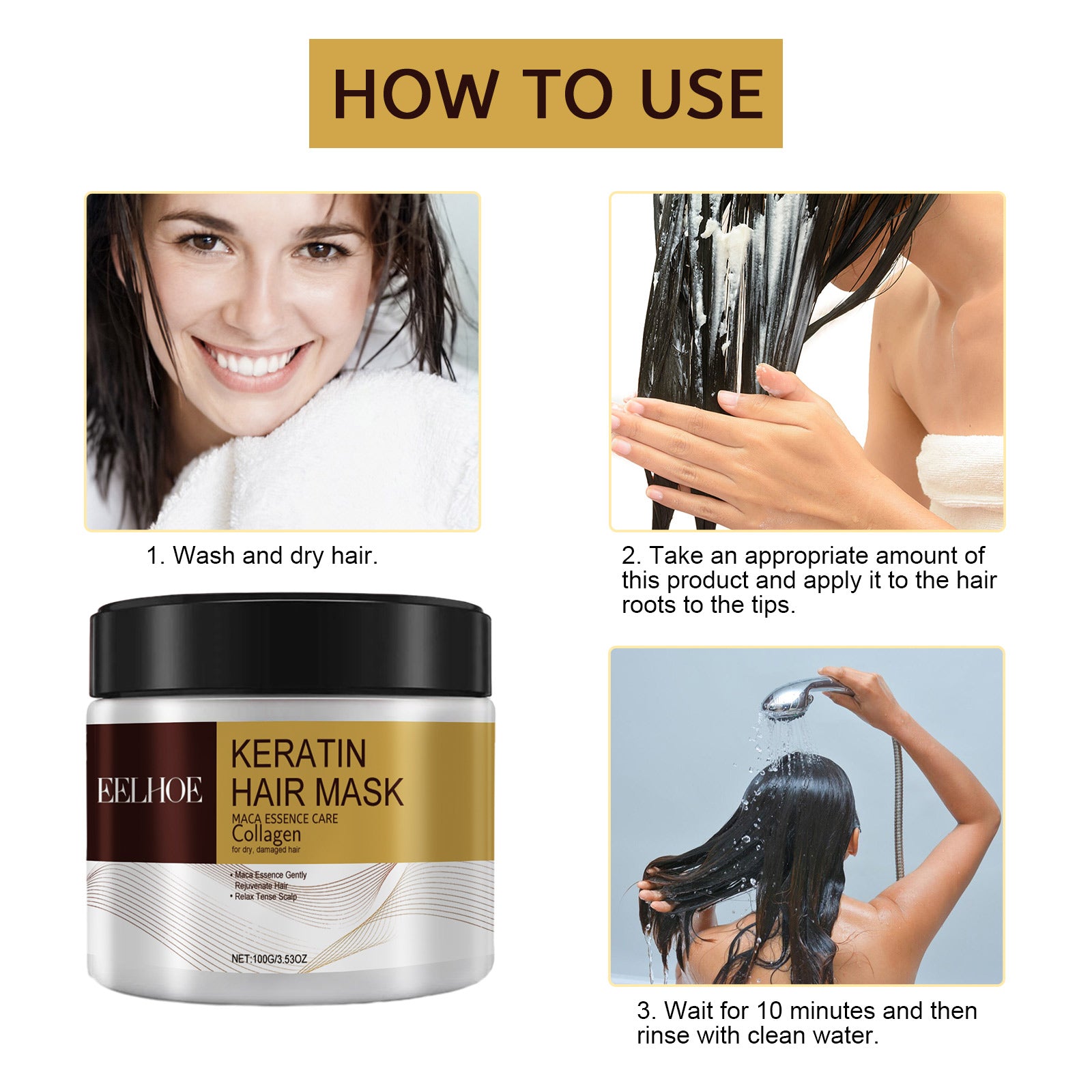 EELHOE Repair Moisturizing Hair Mask Deeply Moisturizes And Repairs Damaged Hair Dry, Split Ends And Tangled Hair Mask